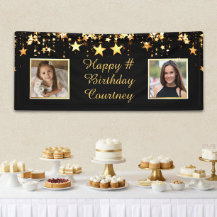 Alles Gute zum Geburtstag Schwarze Goldene Sterne Banner
