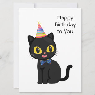 Alles Gute zum Geburtstag Schwarze Katze mit Party Karte