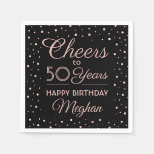 ALLES GUTE zum Geburtstag Schwarze & rosa Glitter- Serviette