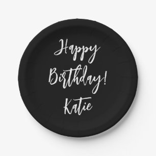 Alles Gute zum Geburtstag schwarze weiße personali Pappteller