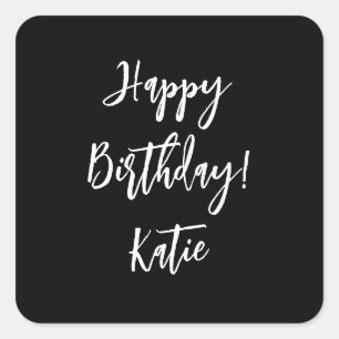 Alles Gute zum Geburtstag schwarze weiße personali Quadratischer Aufkleber