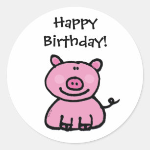 Alles Gute zum Geburtstag! (schwein) Runder Aufkleber