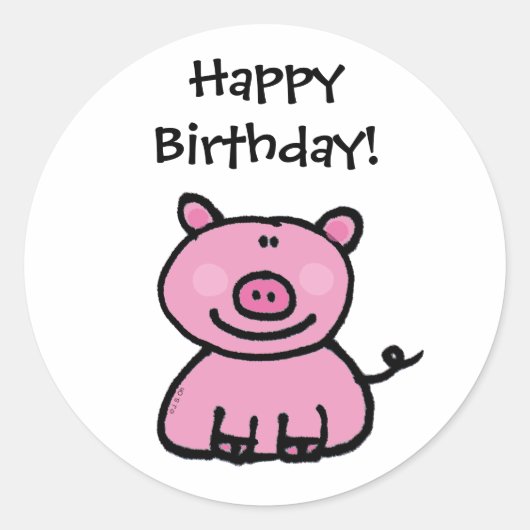 Alles Gute zum Geburtstag! (schwein) Runder Aufkleber (Vorderseite)