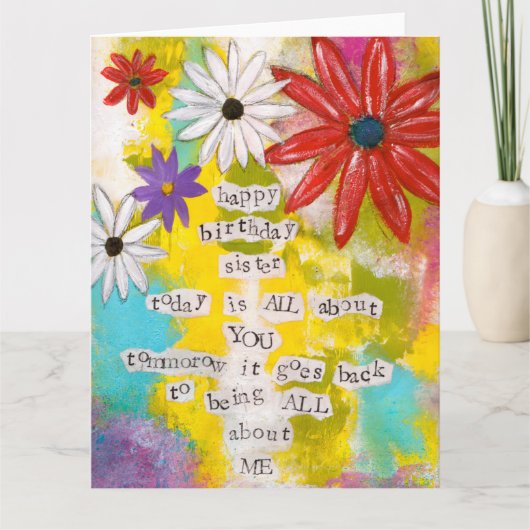 Alles Gute zum Geburtstag, Schwester - leere Grußk Karte (Vorderseite)