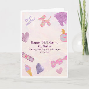Alles Gute zum Geburtstag Schwester Y2K Sticker Ka Karte