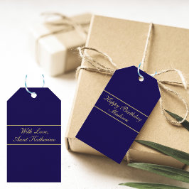 Alles Gute zum Geburtstag Script Name Blau Gold Geschenkanhänger
