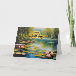 Alles Gute zum Geburtstag Seerosenteich, Wald, Nat Karte