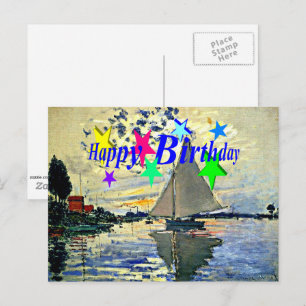Alles Gute zum Geburtstag, Segelboot in le Petit G Postkarte
