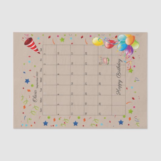 Alles Gute zum Geburtstag September 2022 - Tissue  Seidenpapier (Vorderseite)