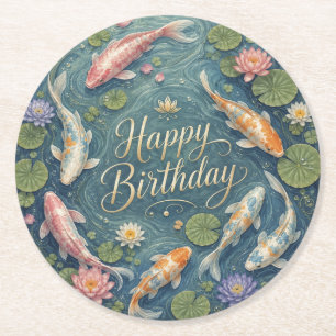 Alles Gute zum Geburtstag Serener Koi-Teich Seeros Runder Pappuntersetzer