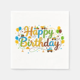 Alles Gute zum Geburtstag Servietten Baustellenfah