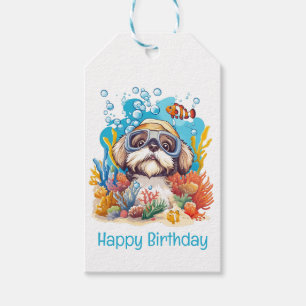 Alles Gute zum Geburtstag Shih Tzu Hund Schnorchel Geschenkanhänger