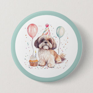Alles Gute zum Geburtstag Shih Tzu Hunde Cupcake Button