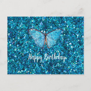 Alles Gute zum Geburtstag Shiny Blue Glitzy Vorlag Postkarte