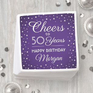 ALLES Gute zum Geburtstag Silber Glitter Lila & We Serviette
