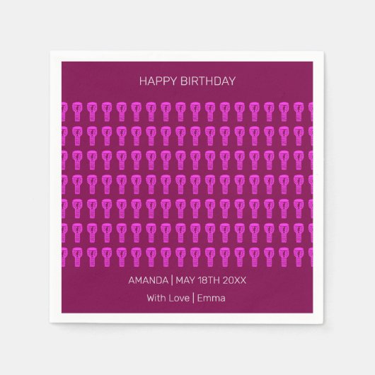 Alles Gute zum Geburtstag, Silhouette Djembe Drum Serviette (Vorderseite)