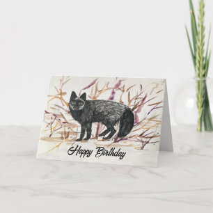Alles Gute zum Geburtstag Silver Fox Wildlife Karte
