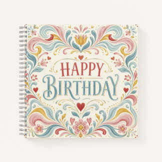 Alles Gute zum Geburtstag Skandinavische Volkskuns Notizblock