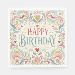 Alles Gute zum Geburtstag Skandinavische Volkskuns Serviette