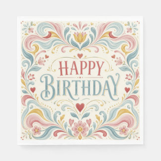 Alles Gute zum Geburtstag Skandinavische Volkskuns Serviette