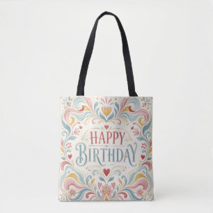 Alles Gute zum Geburtstag Skandinavische Volkskuns Tasche