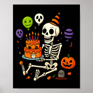Alles Gute zum Geburtstag Skelett Frohe Halloween- Poster