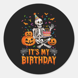 Alles Gute zum Geburtstag Skelett Frohe Halloween Runder Aufkleber