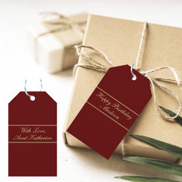 Alles Gute zum Geburtstag Skript Name Burgund Gold Geschenkanhänger
