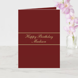Alles Gute zum Geburtstag Skript Name Burgund Gold Karte