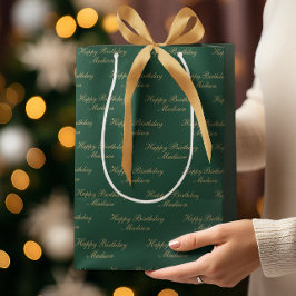 Alles Gute zum Geburtstag Skript Name Grün Gold Mittlere Geschenktüte