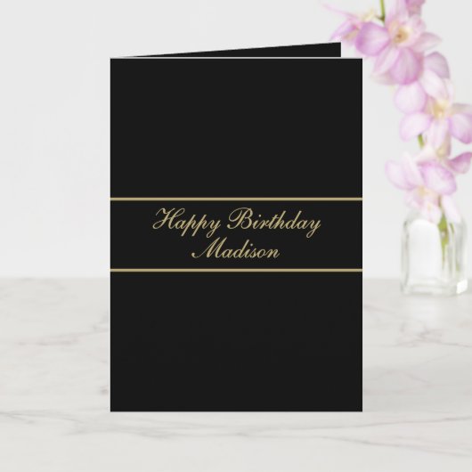 Alles Gute zum Geburtstag Skript Name Schwarz Gold Karte (Orchidee)