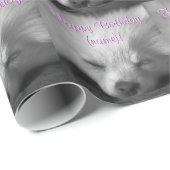 Alles Gute zum Geburtstag, Snoozing Spitz-Welpe Geschenkpapier (Rolleneckpunkt)
