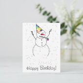Alles Gute zum Geburtstag! Snowman Postkarte (Stehend Vorderseite)