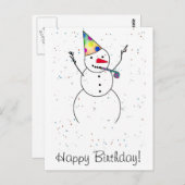 Alles Gute zum Geburtstag! Snowman Postkarte (Vorne/Hinten)