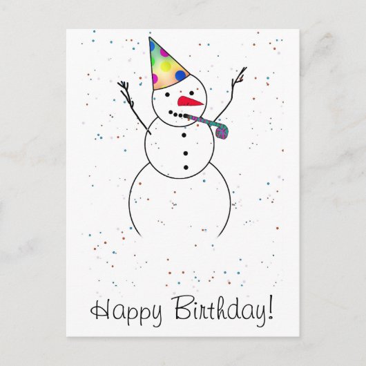 Alles Gute zum Geburtstag! Snowman Postkarte (Vorderseite)