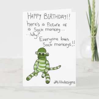 Alles Gute zum Geburtstag! Sock Monkey Greetings C Karte