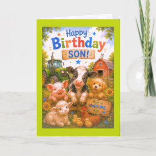 Alles Gute zum Geburtstag Sohn Bauernhoftiere Karte