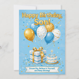 Alles Gute zum Geburtstag Sohn Karte - Blaue Golde