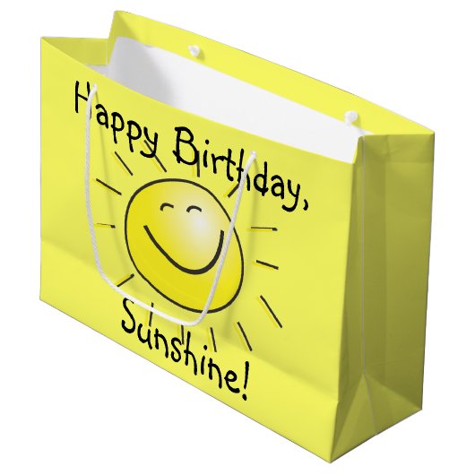 Alles Gute zum Geburtstag, Sonnenschein! Große Geschenktüte (Vorderseite Schrägansicht)