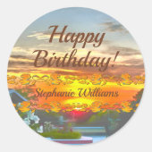 Alles Gute zum Geburtstag Sonnenuntergang 2295 Runder Aufkleber (Vorderseite)