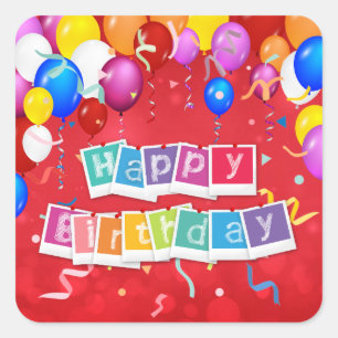 Alles Gute zum Geburtstag, Spaß und Festivals, Quadratischer Aufkleber