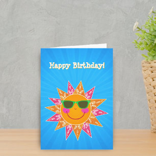 Alles Gute zum Geburtstag Spaßige Sonne Orange Pin Karte
