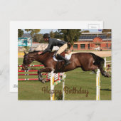 Alles Gute zum Geburtstag: Springreiter und Reiter Postkarte (Vorne/Hinten)