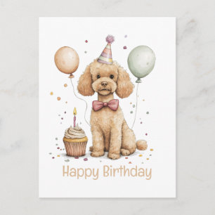 Alles Gute zum Geburtstag Standard Pudel Hund Postkarte