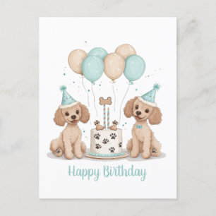 Alles Gute zum Geburtstag Standard Pudel Hunde Postkarte