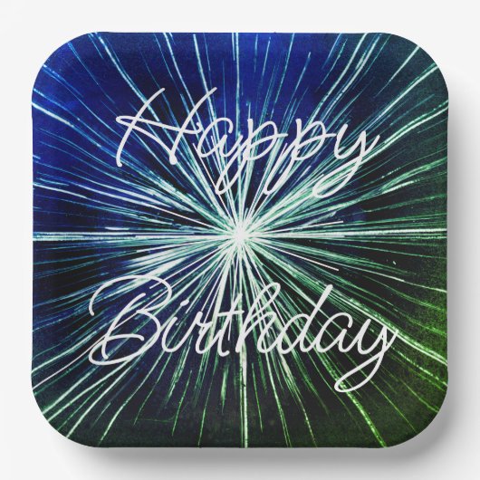 Alles Gute zum Geburtstag Starburst Pappteller (Vorderseite)