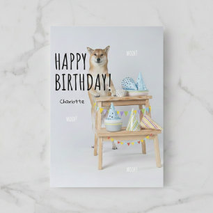 Alles Gute zum Geburtstag stehende Shiba Inu Hund  Karte
