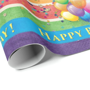 Alles Gute zum Geburtstag steigt multi Farbe im Geschenkpapier