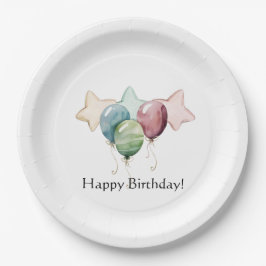 Alles Gute zum Geburtstag - Sterne und Balloons Pappteller