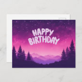 Alles Gute zum Geburtstag, Sternennacht, Berge, Wa Postkarte (Vorne/Hinten)